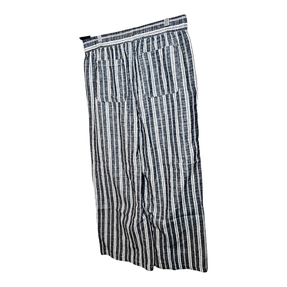 Old Navy Womens High Rise Wide Leg Linen Blend Striped‎ Pants Navy White Size M - Picture 6 of 6